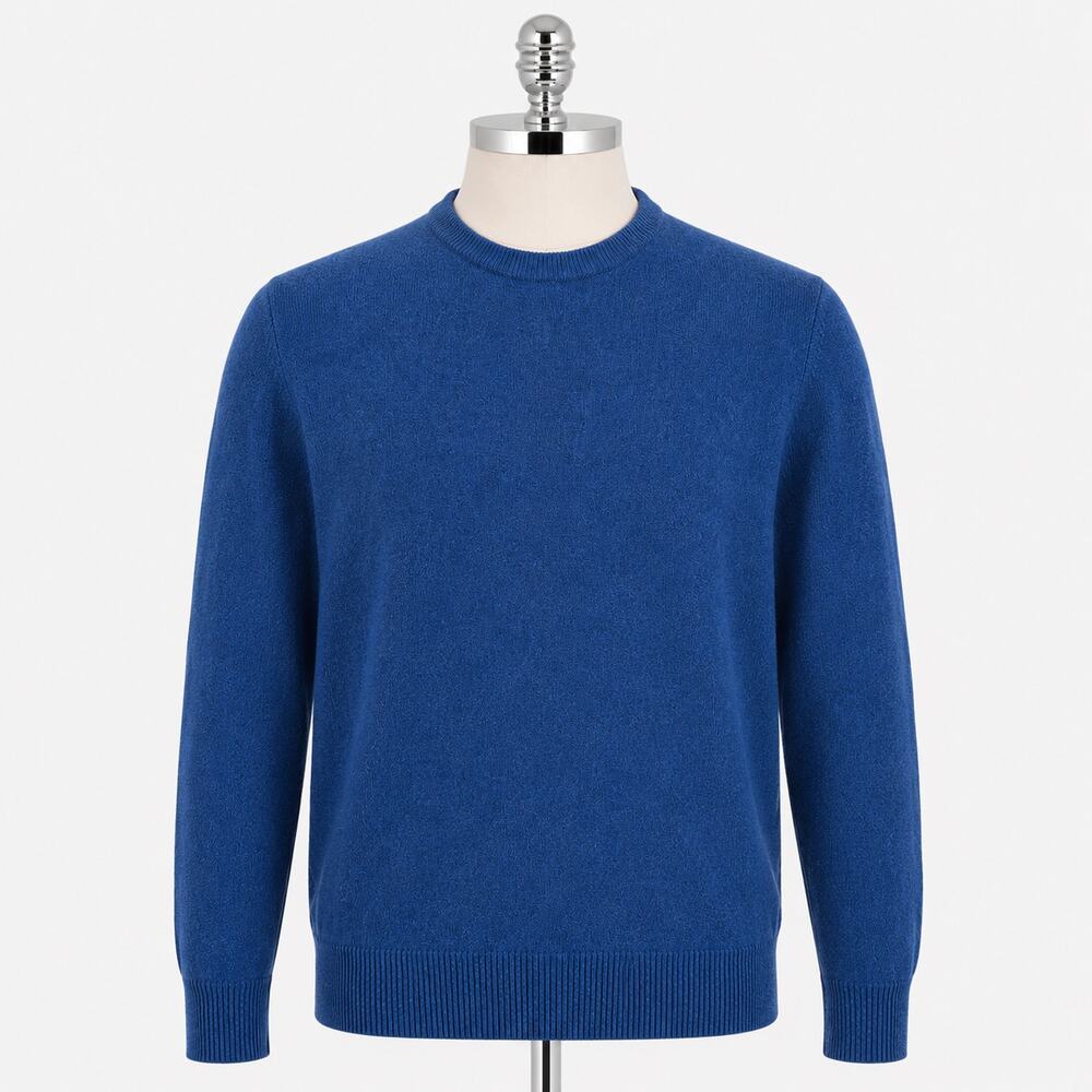 M&S Extra Fine Lambswool Blue Crew Neck Sweater Men's Medium Pure New Wool